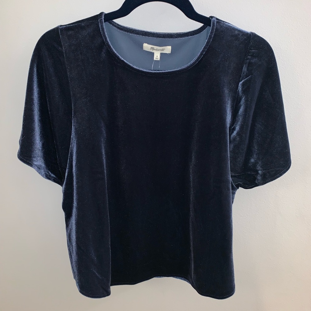 Madewell Velvet Butterfly Top (S) Blue Navy NWT - Picture 4 of 8